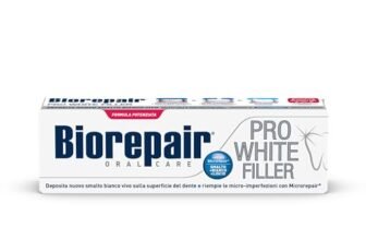 Biorepair, Dentifricio Pro White, Dentifricio Sbiancante con Tecnologia del Polimero Sbiancente PVP, Ripara lo Smalto e la Dentina per Denti Bianchi e Brillanti, Senza, 75 ml