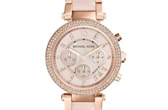 Michael Kors Parker orologio al quarzo cronografo con cinturino in acciaio color oro rosa cinturino con maglie centrali in acetato blush da donna MK5896