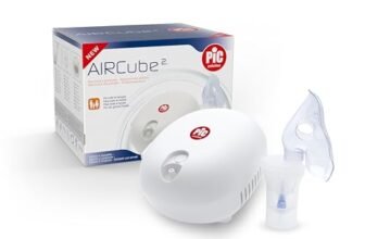 Pic Solution AirCube2 Aerosol a Pistone Silezioso, per Trattamento di Aerosol Terapia, Completo di Accessori, Bianco