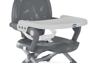 Chicco Pocket Snack Rialzo Sedia per Bambini 6 Mesi-3 Anni (15 kg), Seggiolino Pappa Alzasedia da Tavolo Portatile Seggiolone Da Viaggio Chiusura Compatta, Vassoio Rimovibile, Grigio
