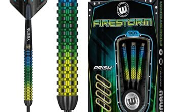 WINMAU Firestorm Set di Freccette in tungsteno Steeltip Professionale da 25 Grammi con Alette e steli (Alberi)