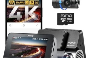 70mai Dash Cam A810S, 4K+1080P Telecamera Auto Fronte e Retro con SD 128GB, Starvis 2 HDR, GPS Integrato, Sorveglianza Parcheggio 24h AI, Visione Notturna, ADAS, WiFi & App, Supporta 512GB