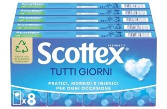 Scottex Tutti i Giorni, Fazzoletti di carta, Prodotto in Italia, Con Carta certificata FSC, 80 Pz (10×8)