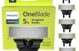 Philips OneBlade lame di ricambio originali per OneBlade, in acciaio inossidabile resistente, per radere, regolare e rifinire, confezione da 5 lame, modello QP250/50
