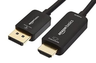 Amazon Basics – Cavo da DisplayPort a HDMI Unidirezionale, 1080p, 1920×1200, 4K a 60Hz, 1,8m, Spina Dorata, Nero