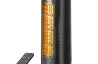 Aroeve Stufetta Elettrica Basso Consumo, Potente 2000W PTC Stufa Elettrica, 4 modalità inclusa ECO, 90° Oscillazione, Timer 24H, Telecomando, Protezione da Surriscaldamento e Ribaltamento, Casa