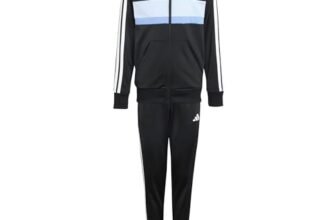 adidas Unisex – Bambini SEASONAL ESSENTIALS TIBERIO 3 STRIPES TRICOT TRACKSUIT, black/glow blue/blue fusion/white, 11-12 Years
