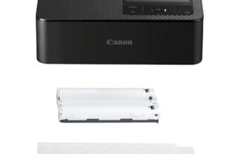 Canon Stampante fotografica portatile SELPHY CP1500 con kit carta, nero – Stampante Bluetooth wireless con accessori – Compatta e leggera – Con 54 fogli di carta 4×6
