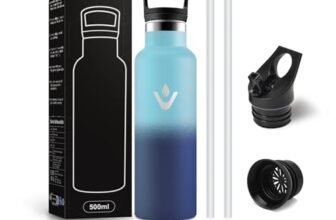 Bottiglia Termica 500ml, Borraccia Termica con Cannuccia, Riutilizzabile, senza BPA, a prova di perdite, per Campeggio, Viaggio