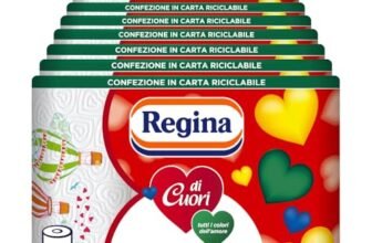 Regina di Cuori Carta Cucina, Confezione da 30 Rotoli a 2 Veli, 50 Fogli per Rotolo, Grande Assorbenza, Spessa e Resistente, 100% certificata FSC, Confezione in Carta Riciclabile