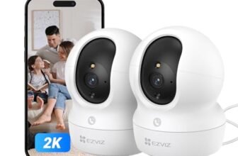 EZVIZ 2 Pack – 2K CP1 Pro Indoor Security Camera Wifi, 2.4Ghz Baby Camera Wireless, Pet Camera, 360° Pan Tilt, Smart Colour Night Vision, Auto Tracking, Two-Way Audio, Sleep Mode