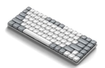 Satechi SM1 Bluetooth 75% Tastiera Meccanica, Layout QWERTY Stati Uniti, Tastiera Compatta Wireless con 84-Tasti, Retroilluminata e Ricaricabile, per Giochi e Ufficio, Mac e Windows – Grigio Chiaro