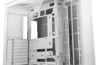 MSI MAG PANO 100L PZ WHITE ATX PC Case – Capacità ATX, staffa di installazione GPU Verical, supporto GPU, filtri antipolvere, staffa di archiviazione oscillante, doppia camera, USB 20Gbps Type-C