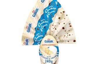 GALAK Uovo di Pasqua 2026 Cioccolato Bianco Cookies & Cream con Sorpresa e 2 Cioccolatini 240g