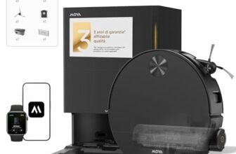 Mova S70 Roller Robot Aspirapolvere Lavapavimenti, Lavaggio Acqua Fresca, 28000 Pa, DToF+laser Linea Evitamento Ostacoli, 90mm Sottile, Mop Estendibile, Autopulizia Acqua Calda 80°C, Asciugatura 75°C