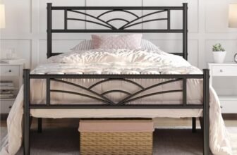 Yaheetech Struttura Letto Singolo in Ferro con Spazio Aggiuntivo Testiera a Forma di Nuvole Camera da Letto Soggiorno 90 x 200 cm Nero