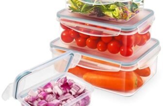 YASHE Contenitori Ermetici per Alimenti, 4 Pezzi, Contenitori di Plastica Contenitori Alimenti, Senza BPA, 100% a Prova di Perdite, Lavastoviglie, Congelatore e Microonde