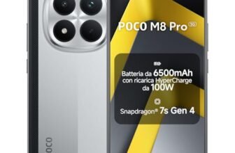 Xiaomi POCO M8 Pro 5G, Smartphone 12+512GB, Display AMOLED CrystalRes 6,83″ 1.5K, Snapdragon® 7s Gen 4, Fotocamera 50MP Light Fusion 800 con OIS, IP68, Argento, Garanzia 2 anni, Caricatore non incluso