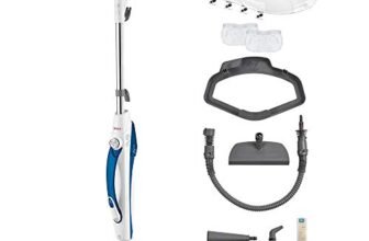 Polti Vaporetto SV460_Double Function Steam Mop with Portable Cleaner and Vaporforce Brush, 17 Accessories, Kills and Eliminates 99.9% of Viruses, Bacilli and Bacilli, 1500W, 0.3L, Blue/White