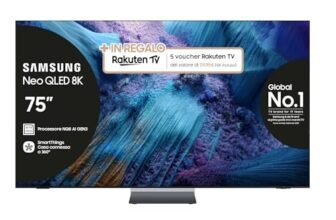 Samsung Neo QLED 8K Vision AI Smart TV 75” QE75QN990FTXZT Mini LED, NQ8 AI Gen3 Processor, 8K AI Upscaling Pro, Glare Free, Dolby Atmos & OTS Pro, InfinityAir Design, PACCHETTO INTRATTENIMENTO, 2025