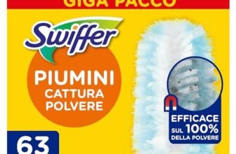Swiffer Duster Ricariche Piumini Cattura Polvere, 63 Piumini, Cattura e Intrappola Polvere e Sporco, Raggiunge I Punti più Difficili della Casa, Giga Formato