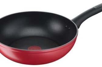 Lagostina Wok Antiaderente in Alluminio Ø 28 cm, Induzione, Gas e Forno, con Indicatore Cottura Thermo-Signal, Rivestimento Titanium Easy, Manico Ergonomico in Bakelite