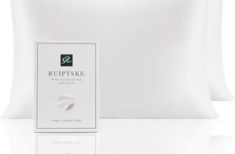 RUIPTSKE Natural Silk Federa, ipoallergenico, 22momme, 100% Seta, 600 Filati, con a Scomparsa Cerniera (white, 50x75cm-2pcs)