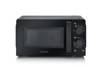 SEVERIN Forno a Microonde, 19 Litri, 700W, 6 Livelli di Potenza, 6 Programmi, Funzione Scongelamento, Timer, Libera Installazione, 44,5×36,0x24,0 cm, Nero/Inox – MW 9180