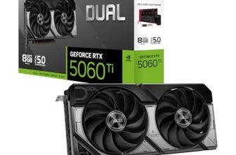 ASUS Dual NVIDIA GeForce RTX 5060 Ti, Scheda Grafica da 8 GB GDDR7, 128 Bit, PCIe 5.0, 2,5 Ventole Axial-Tech, 1 HDMI 2.1, 3 DisplayPort 2.1, Software GPU Tweak III, Bianco, DUAL-RTX5060TI-8G