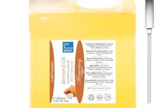 Olio di Mandorle Bio, Spremuto a Freddo, Coltivazione Ecologica – Adatto per Neonati, Anti Smagliature, Struccante, Olio da Massaggio, Corpo, Viso, Capelli, Gravidanza, Seno, 100% Naturale, 2000 ml