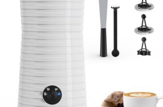 Montalatte Elettrico Automatico, Morpilot Cappuccinatore, Schiumatore Latte 4 in 1, Libera Scelta dello Spessore della Schiuma, Silenzioso e Rivestimento Antiaderante – Bianco