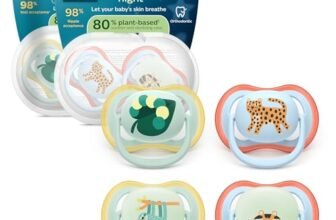 Philips Avent Ultra Air Day & Night Ciuccio – Design ortodontico, per neonati 0-6 mesi, modello fluorescente, tettarella simmetrica in morbido silicone, senza BPA, confezione da 4, SCF087/22