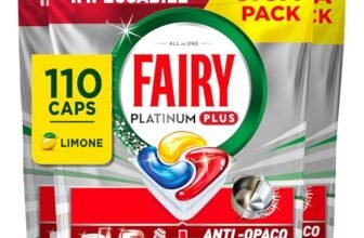 Pastiglie Per Lavastoviglie Fairy Platinum Plus Tutto In Uno Limone, 110 Capsule (5 x 22), La Migliore Pulizia Fairy Come Nuovo, Rimuove L’opacità E Previene Il Calcare
