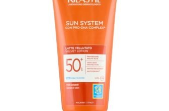 Rilastil Sun System Latte Vellutato, Emulsione Fluida dalla Texture Vellutata per Pelli Sensibili, Resistente all’Acqua, SPF 50+, 200ml