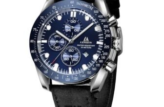 LN LENQIN Orologio Uomo Orologi Analogici Al Quarzo Impermeabili 30M Orologi Da Lavoro Alla Moda Con Datario Orologio in Pelle (Nero Argento Blu)