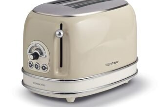 Ariete 155 Tostapane Vintage 2 fette di pane – senza pinze – 6 livelli di tostatura – 810 Watt- Acciaio Inox – Linea Vintage – Beige