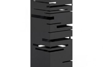 HOMCOM Portaombrelli Quadrato in Metallo per Ingresso, Portaombrelli Autoportante con Vassoio Raccogli Gocce Rimovibile e 4 Ganci, per Interni ed Esterni, Nero