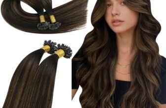 Ugeat Extension Capelli Veri Cheratina 50grammi Extension Cheratina Capelli Veri Remy Lisci Castano Scuro Castano Medio 45 cm 50 ciocche #2/6/2