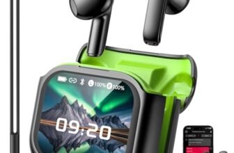 Relxhome MS103 AI Cuffie Traduzione, 3-in-1 Auricolari Cuffiette, Traduttore Istantaneo Vocale in 134 Lingue, 6 Modalità Traduzione, Schermo Tattile LED, 60h autonomia, Musica/Chiamate/Traduttore