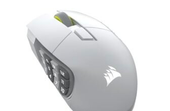 Corsair MMO SCIMITAR ELITE WIRELESS SE Mouse da gioco per PC – 33.000 DPI, 16 pulsanti programmabili, cursore a chiave, Elgato Virtual Stream Deck, polling a 1000 Hz – Bianco
