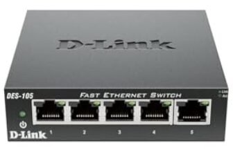 D-Link DES-105 Switch 5 Porte Fast Ethernet, Alloggiamento in Metallo, Nero/Antracite