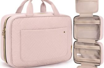 BAGSMART Beauty Case da Viaggio Borsa da Toilette per Donna Impermeabile Pochette per Trucchi Donna Appendere Rosa M