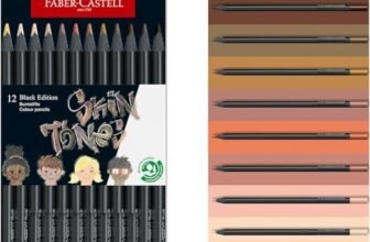 Faber-Castell 116414 Black Edition Set di 12 Matite Colorate Skin Tones, Resistenti alla Rottura e Impugnatura Ergonomica, Valigetta Colori per Colorare su Carta Chiara e Scura
