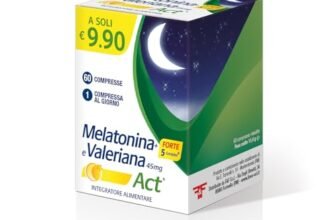 Melatonina Act + Forte 5 Complex, Integratore Alimentare Potenziato dal + 5 Complex a Base di Melatonina e Valeriana 45mg, 1 Confezione da 60 Compresse