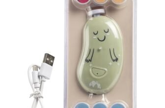 Bebeconfort Lima Elettrica per Unghie Neonato, Dalla Nascita, Neonati e Bimbi Piccoli, 7 Lime per Unghie di Varie Texture, Ricarica USB-C, 3 Velocità, Luce a LED Incorporata, Custodia Inclusa, Verde