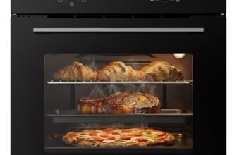 COMFEE’ Forno Elettrico Ventilato da Incasso Multifunzione, Capacità 70L, Classe A, 10 Funzioni di Cottura, Funzione Pizza, Pulizia AquaClean, Display LED, Nero – CBO70M80D2-BK