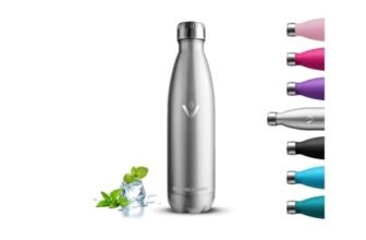 Borraccia- 500 ml- Borraccia Termica, Senza BPA, Borraccie Acciaio Inox, Senza Perdite, Borracce Metallo, Acciaio Inossidabile 18/8, Bottiglia Termica per Scuole, Campeggio, Uffici, Viaggio, Caffè