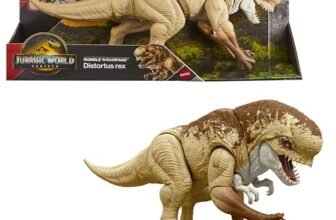 Mattel Jurassic World La Rinascita – Dinosauro Cattivo Ruggito Devastante, action figure da 55+ cm con 2 mosse d’attacco incluse, design autentico dal film, giocattolo per bambini, 4+ anni, JJP79