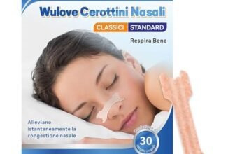 Wulove Cerotti Nasali, 30 Pezzi Cerotti Nasali Antirussamento per Facilitare la Respirazione, Cerotti Nasali Respira Bene Ridurre il Russare, Migliora il Respirazione Sonno, 55 * 16 mm
