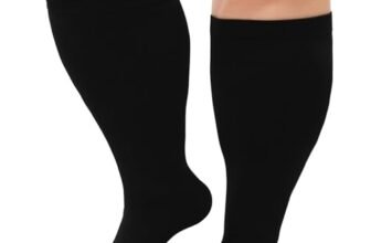 ZFSOCK Calze a Compressione Graduata Uomo Donna: Calzini Contenitivi Taglie Forti Obesi Polpaccio Punta Aperta Oversize Gambaletti 20-30mmHg per Vene Varicose Circolazione Gravidanza Nero 4XL 1 Paia
